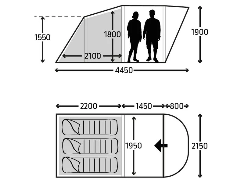 Kampa Tunneltent Brean 3 2 Kampa Tunneltent Brean 3 - Afbeelding 2
