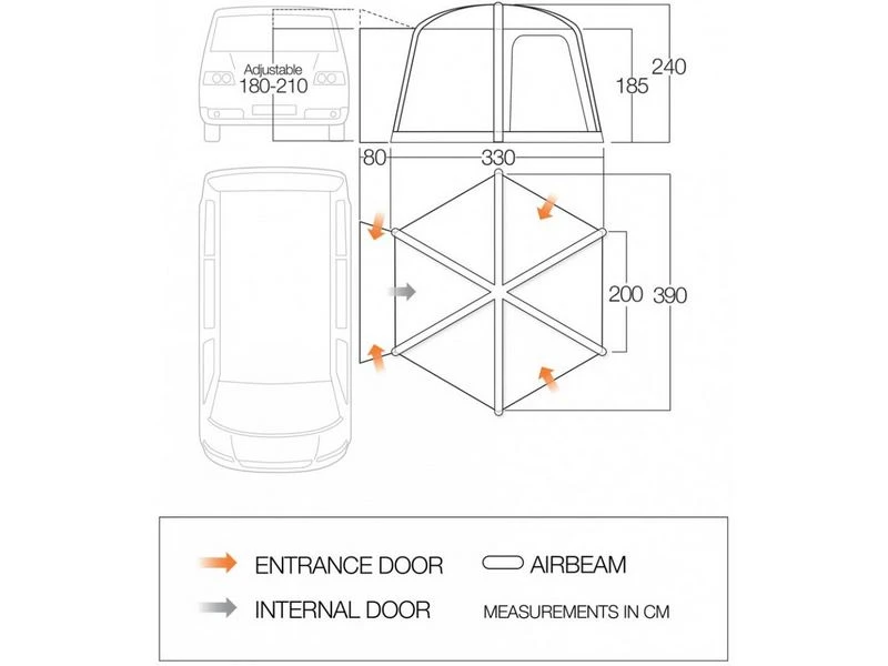 Vango Opblaasbare Camper-bustent Airhub Hexaway II Low 2 Vango Opblaasbare Camper-bustent Airhub Hexaway II Low - Afbeelding 2